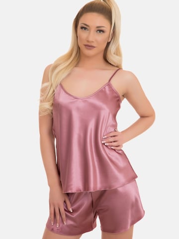Evoni Pyjama 'Set aus Satin' in Pink: Vorderseite