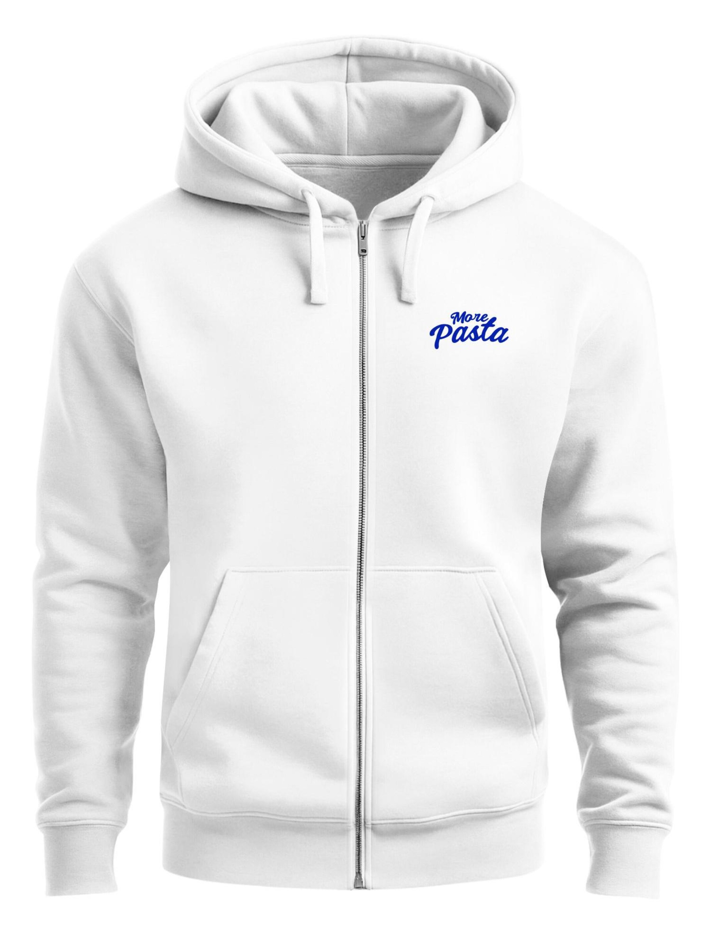 Neverless Zip-Up Hoodie 'More Pasta' in White: front