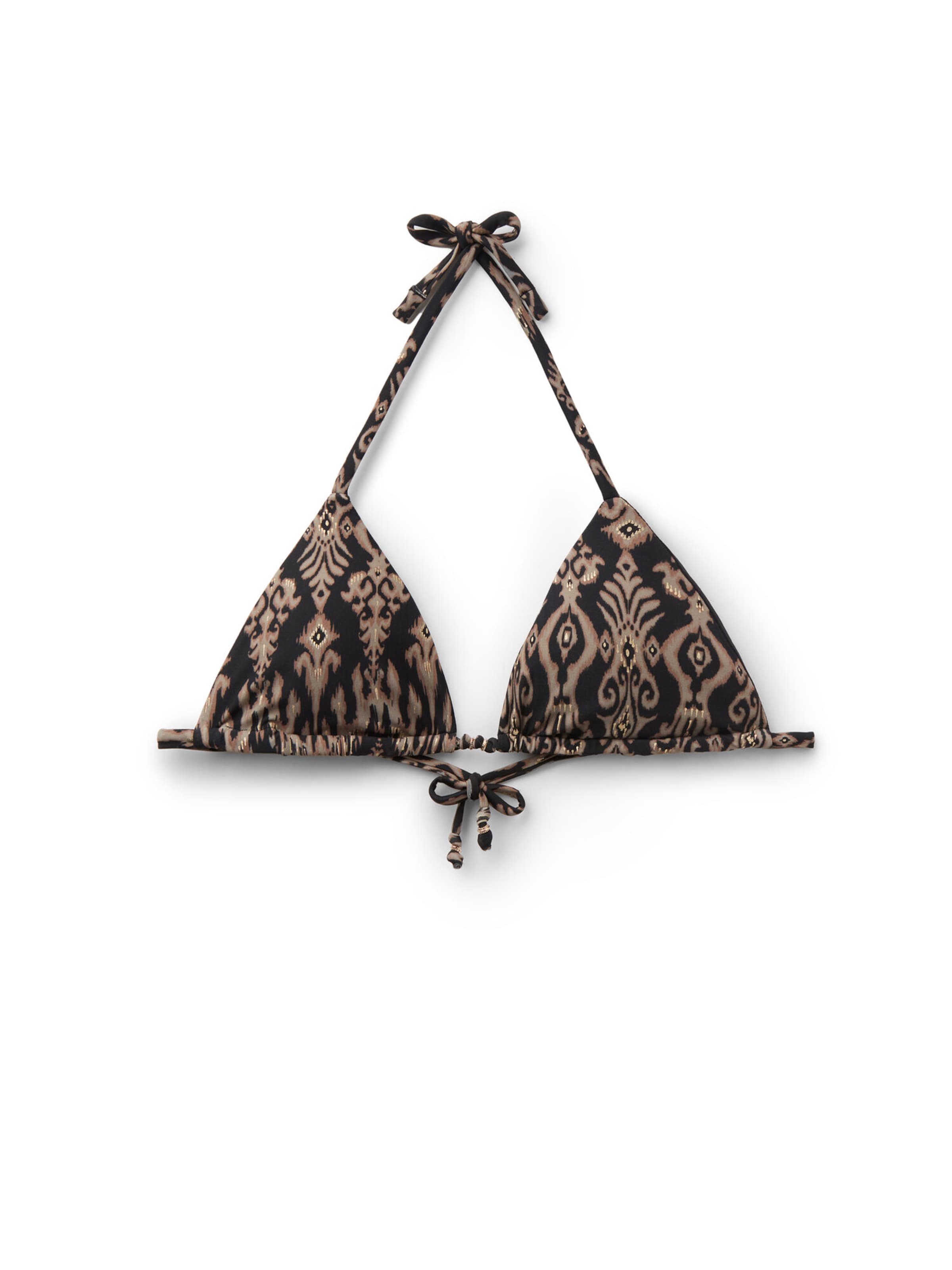 CALZEDONIA Triangle Bikini Top 'Golden Ethnic' in Black: front