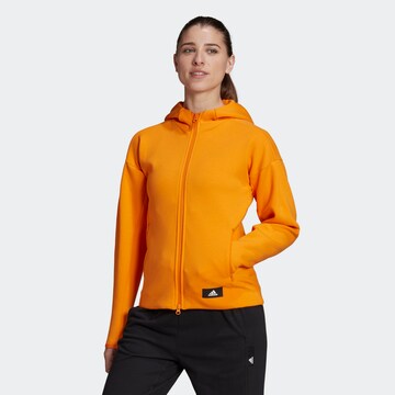 ADIDAS SPORTSWEAR Athletic Zip-Up Hoodie in Orange: front