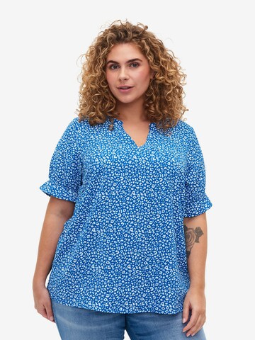 Camicia da donna 'EANNI' di Zizzi in blu: frontale
