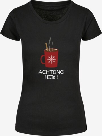 Merchcode Shirt 'Achtung Heiss' in Zwart: voorkant