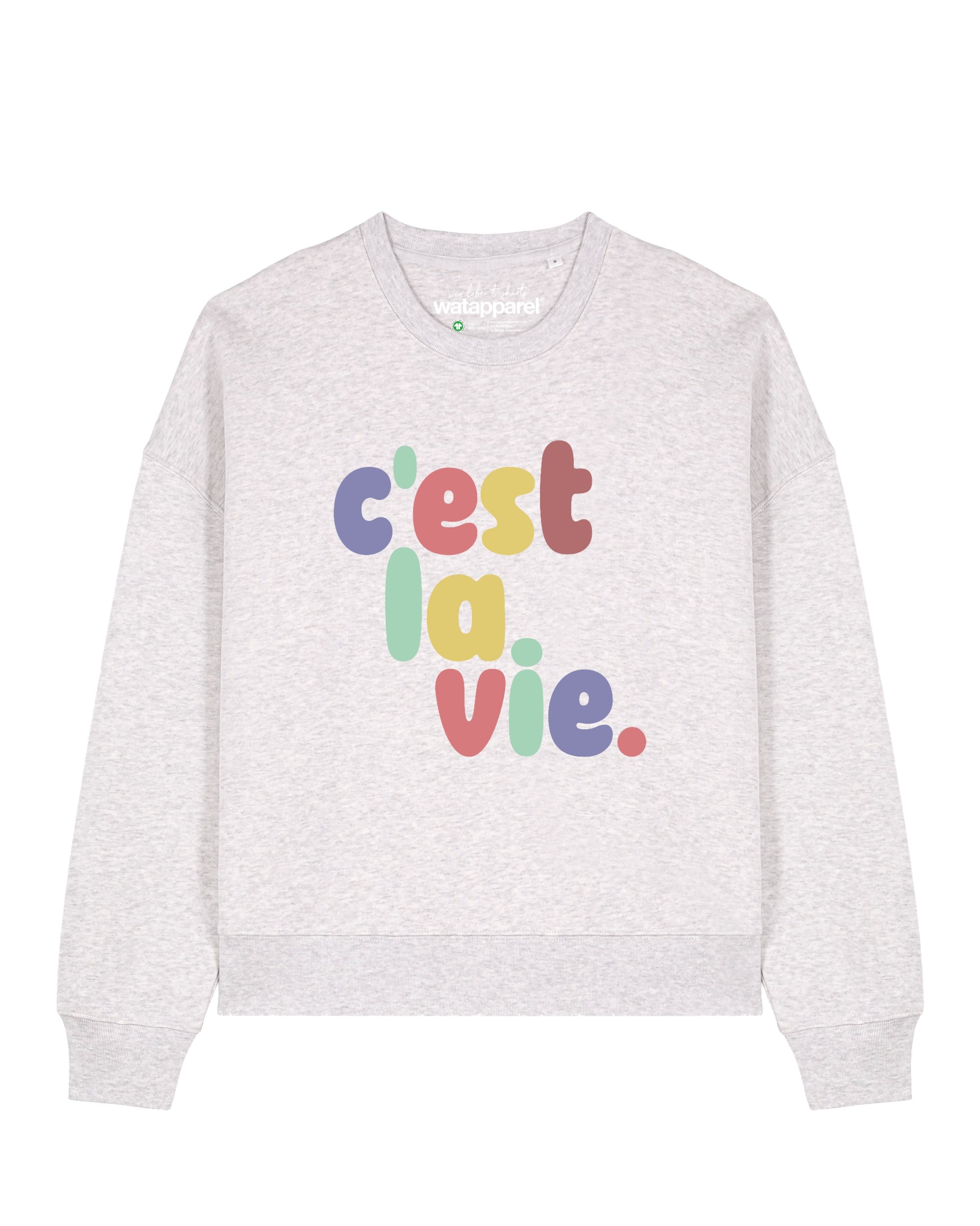 Sweat-shirt 'C'est la vie' Watapparel en gris : devant