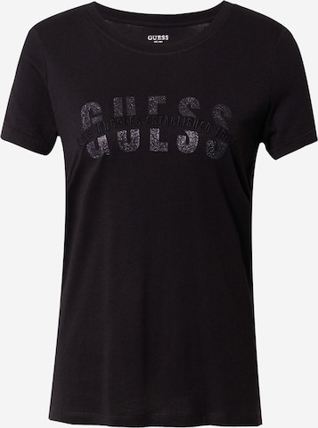 Tricou 'AGATA' de la GUESS pe negru: față