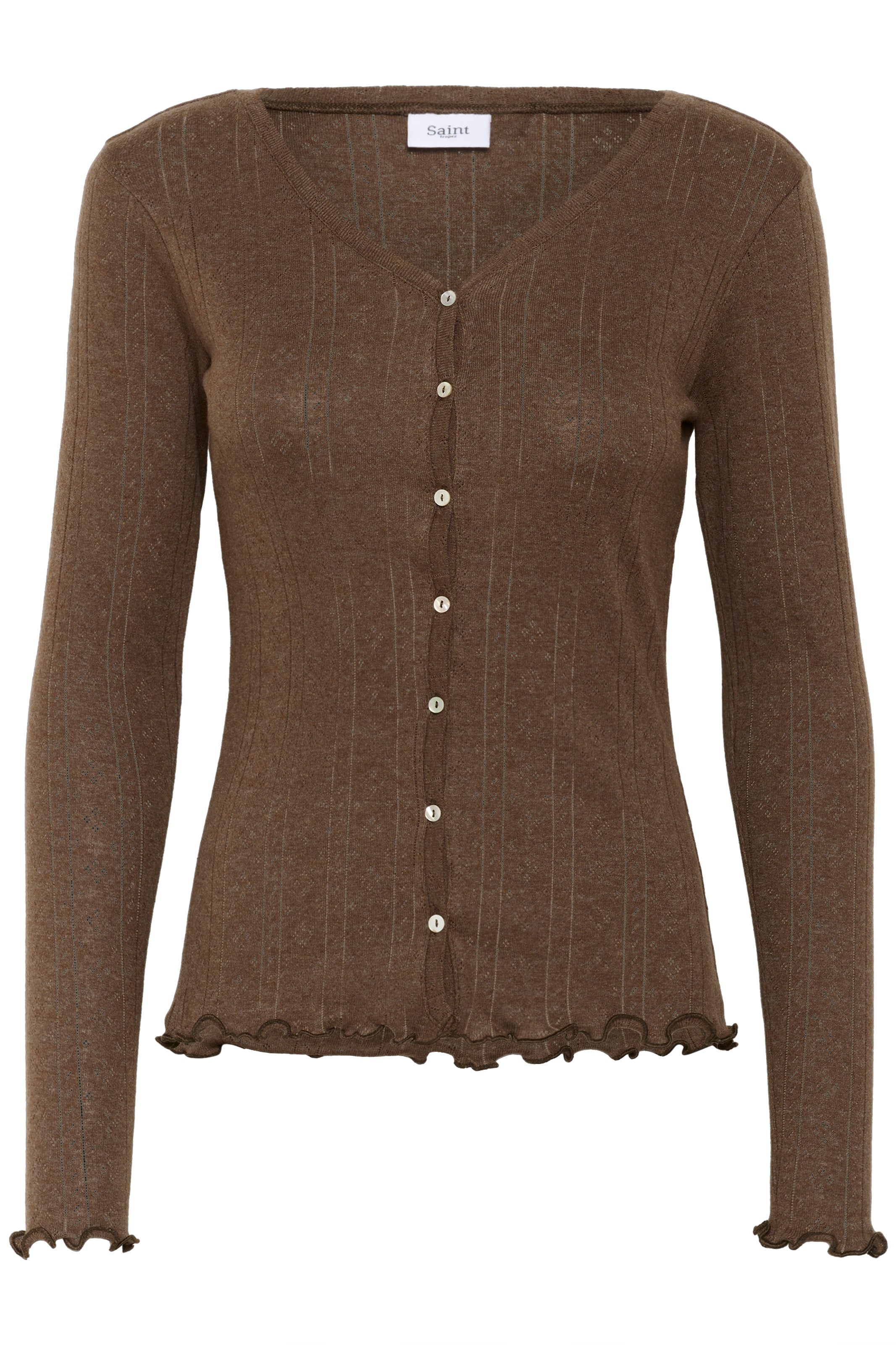 SAINT TROPEZ Strickjacke in Braun: Vorderseite
