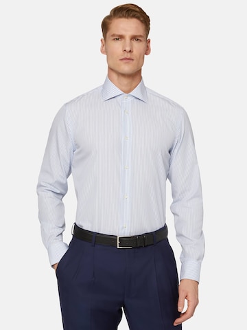 Coupe regular Chemise Boggi Milano en bleu : devant