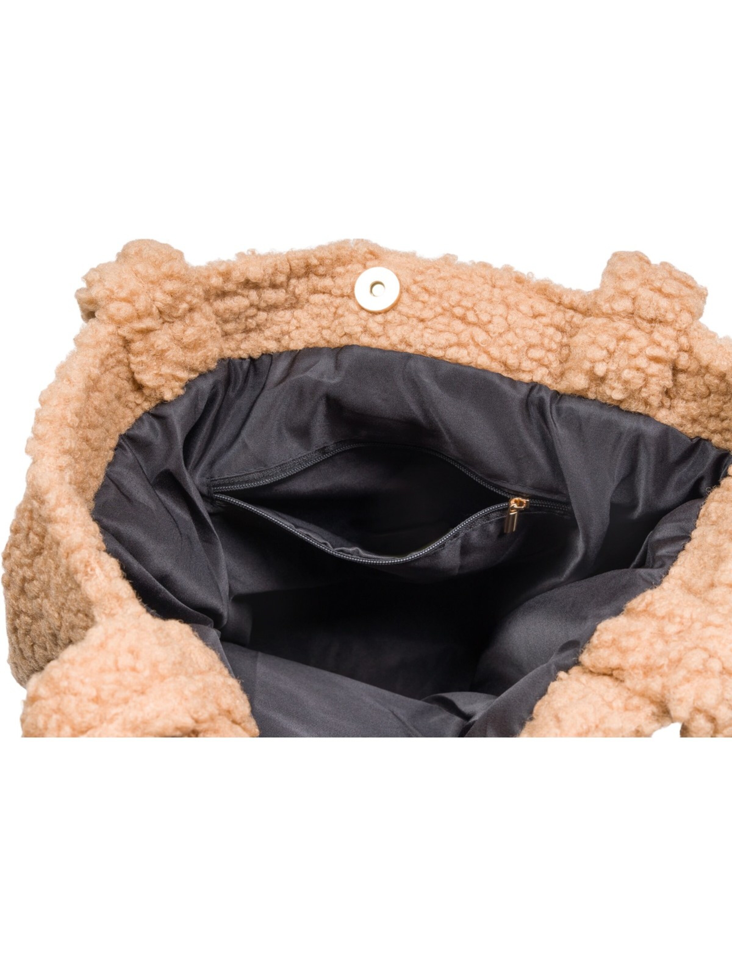 styleBREAKER Shoulder bag 'Teddyfell Beuteltasche' in Beige