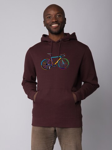 Watapparel Sweatshirt ' Fahrrad by night ' in Red: front