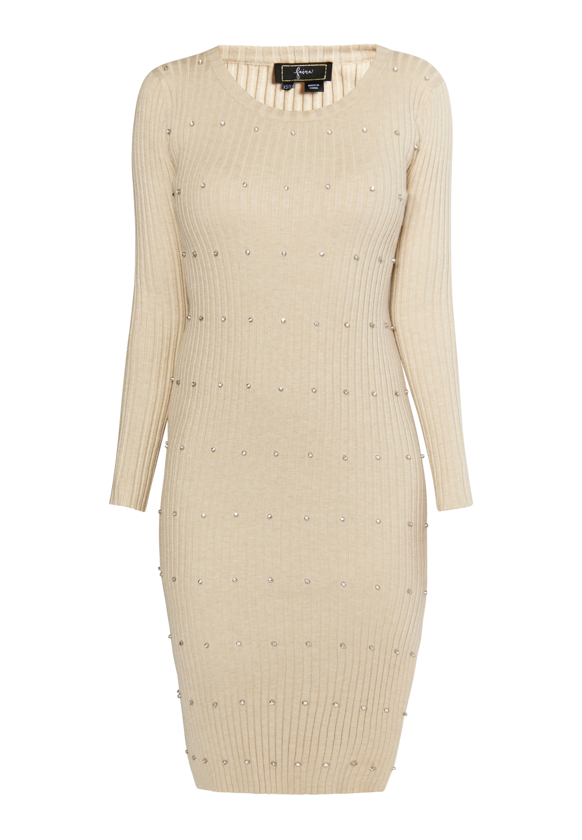 faina Úpletové šaty – béžová: přední strana