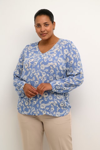 KAFFE CURVE Blouse 'Ami' in Blauw: voorkant