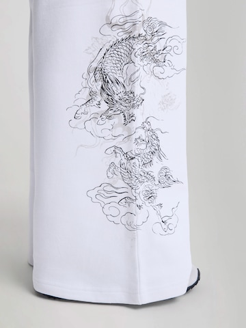 Wide leg Pantaloni 'Gothic Dragon' di Ed Hardy in bianco