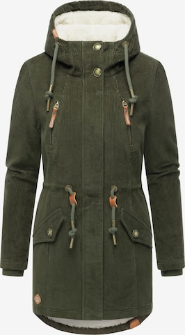 Ragwear Talviparka 'Ellsie Cordy' värissä vihreä: etupuoli