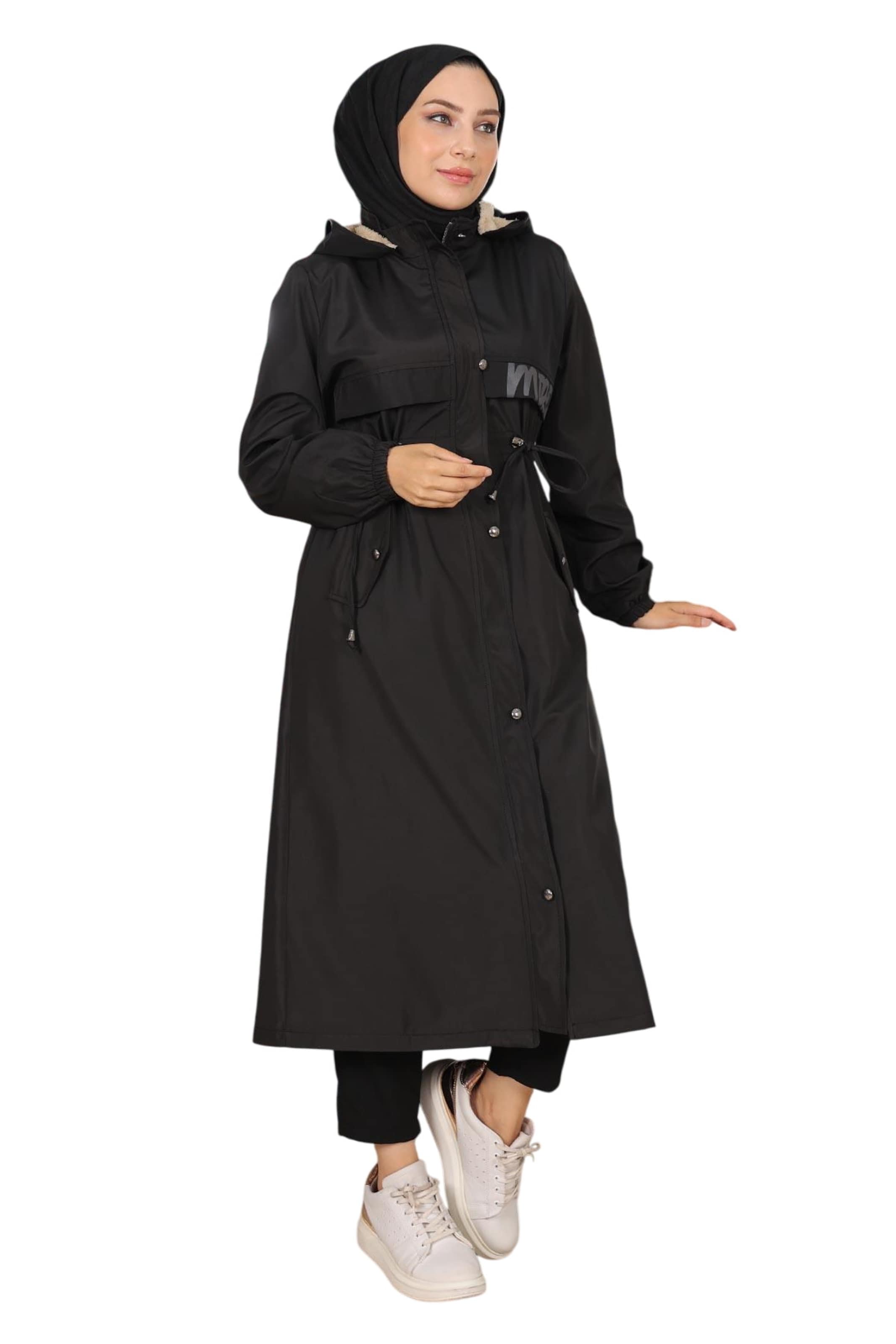 MODAMIHRAM Between-seasons coat in Black: front