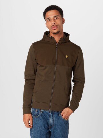 Lyle & Scott Sweatvest in Groen: voorkant