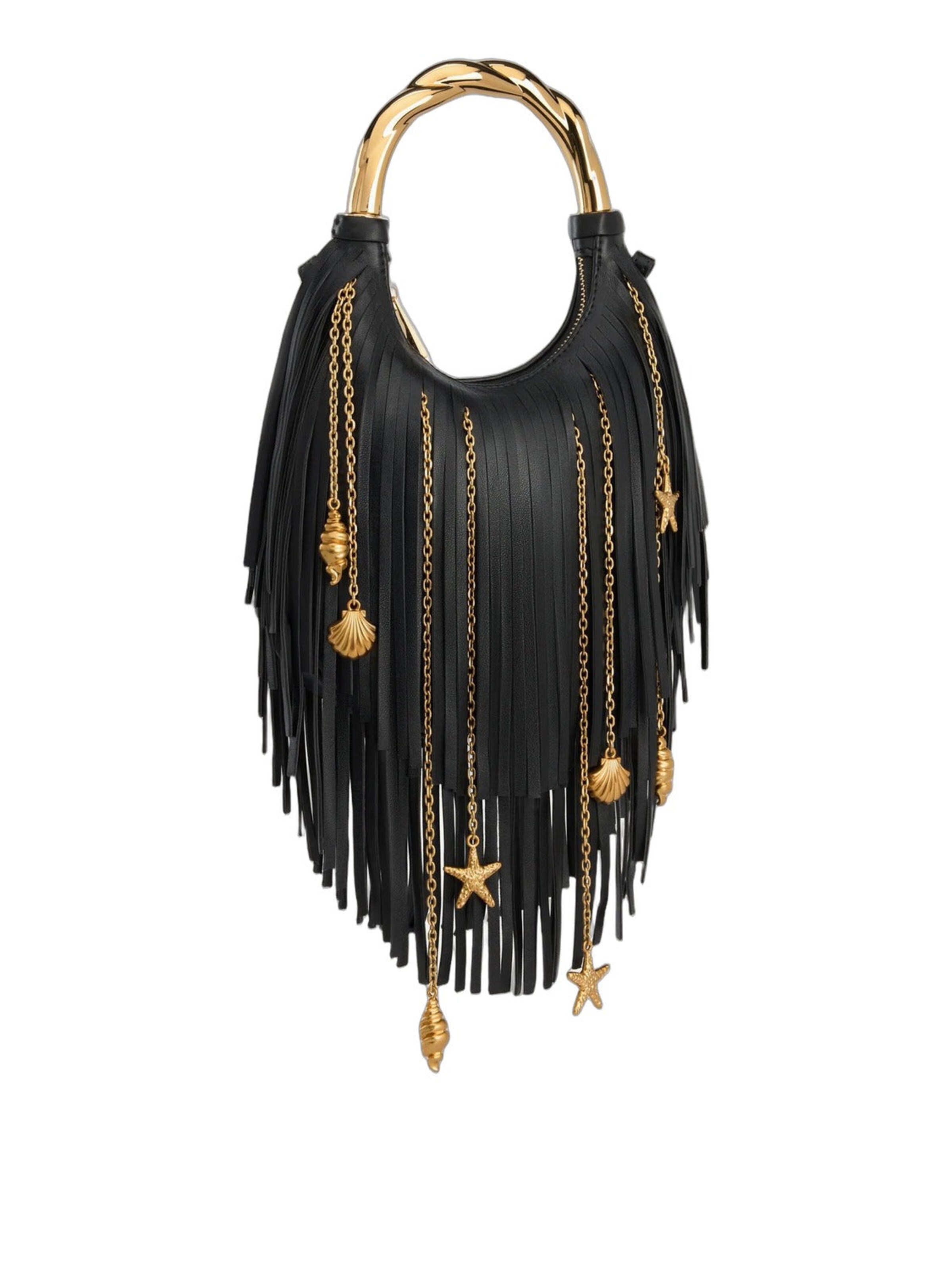 JW PEI Handväska 'JW PEI Sac À Main Chloe Poignée Métallique Frangée Black' i svart