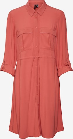 VERO MODA - Vestido camisero en rojo: frente