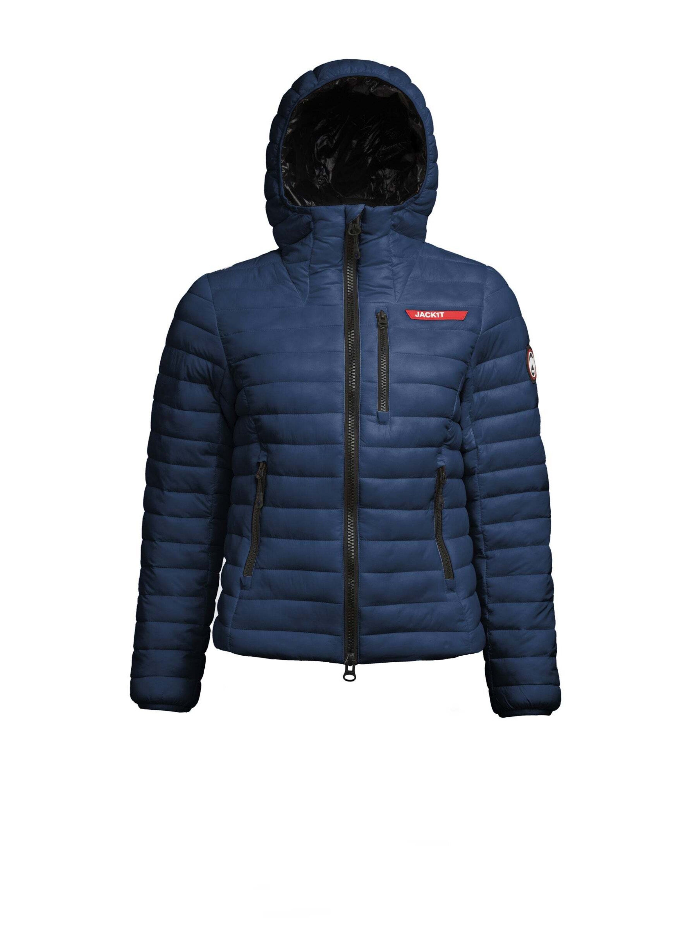 JACK1T Jacke ' SATEL1TE Kapuzen-Daunenjacke 2.0 ' in Blau: Vorderseite