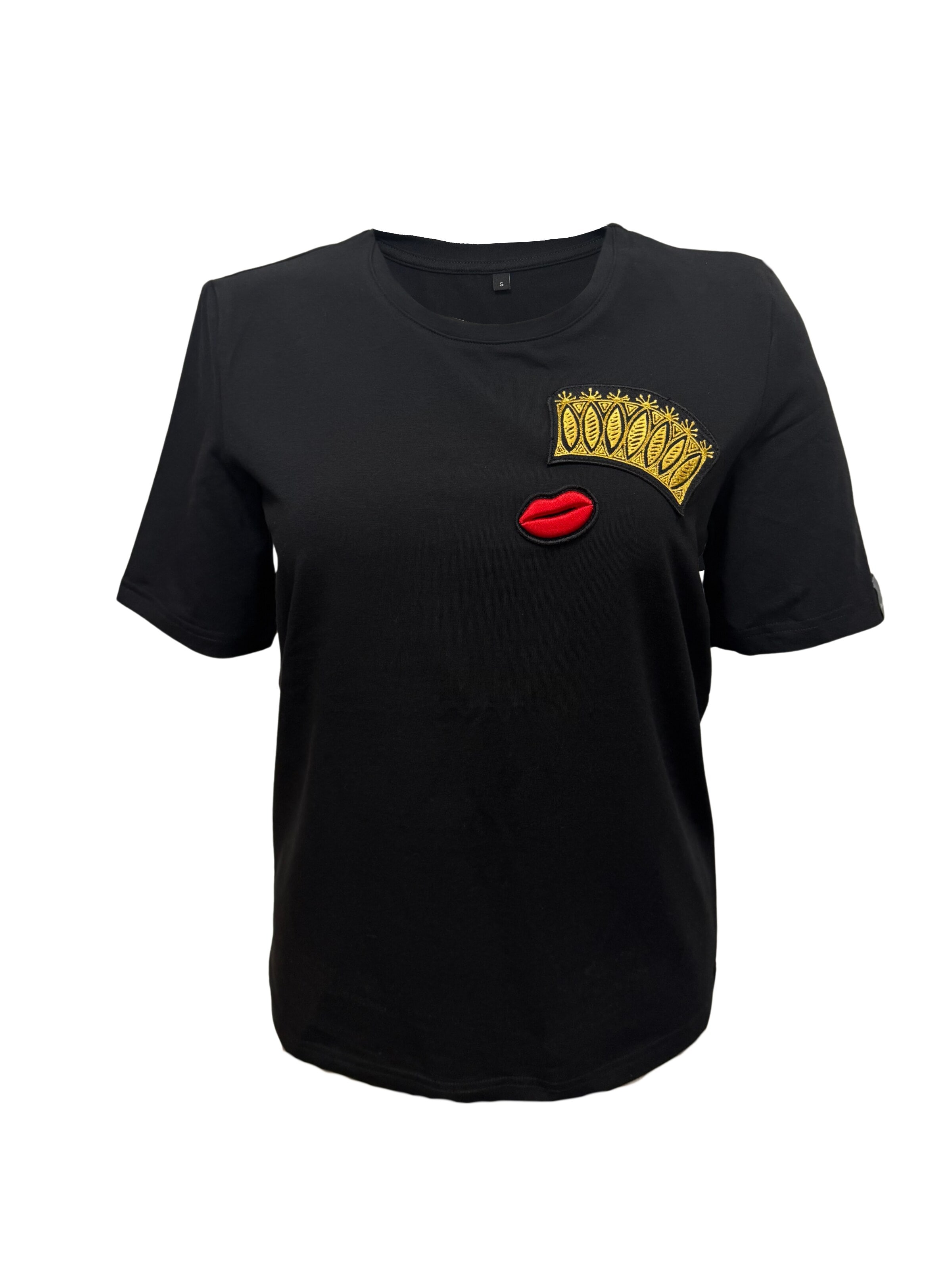 RADADA Shirt 'CROWN AND RED LIPS' in Zwart