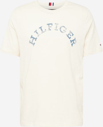 T-Shirt TOMMY HILFIGER en beige : devant