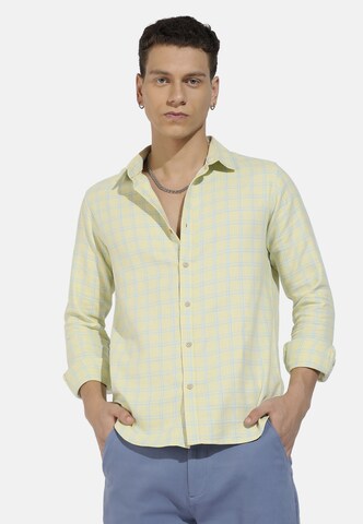 Campus Sutra Regular fit Button Up Shirt 'Theodore' in Yellow: front