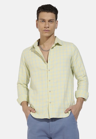 Campus Sutra Regular fit Overhemd 'Theodore' in Geel: voorkant