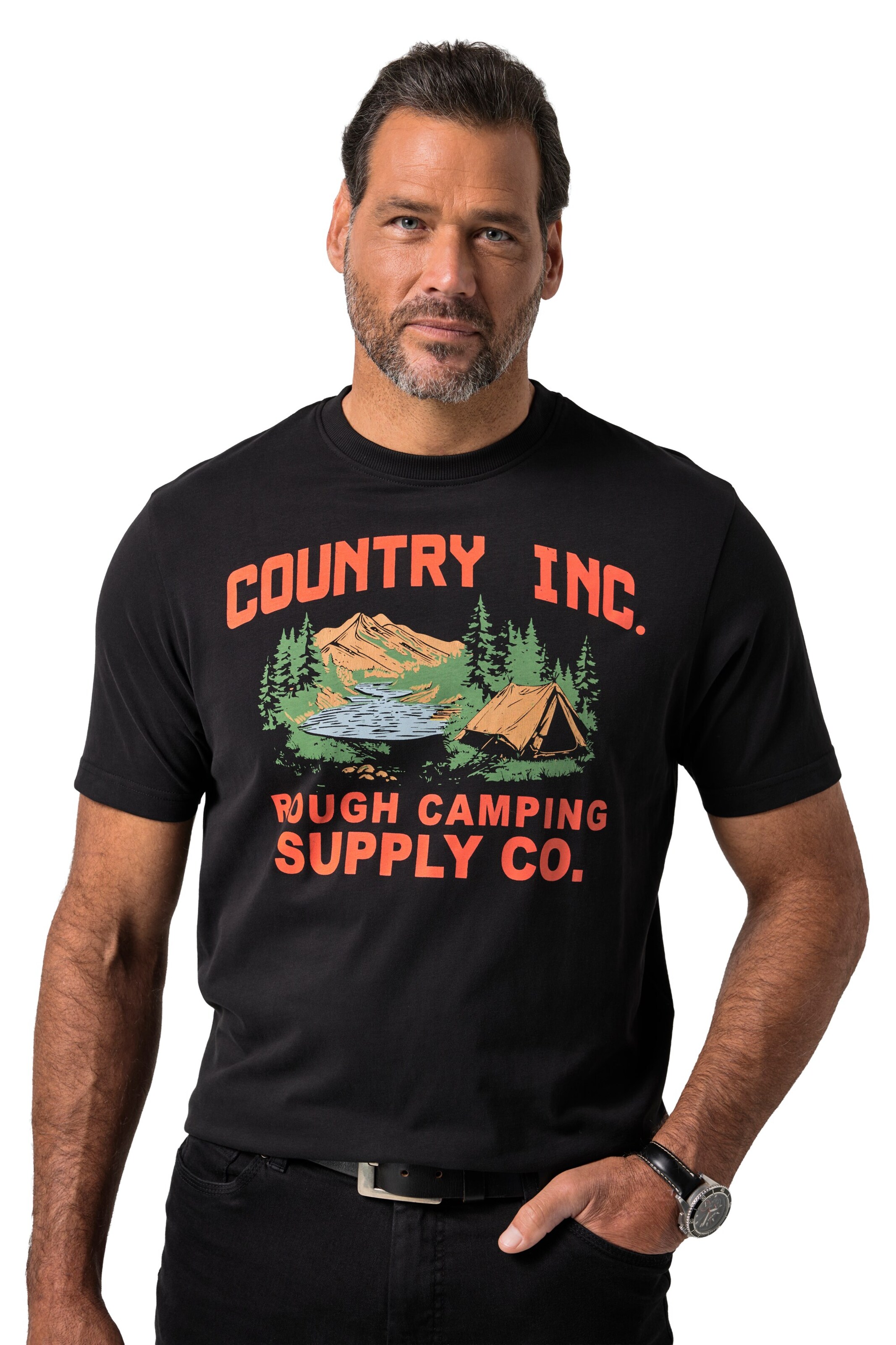 JP1880 Shirt in Schwarz: Vorderseite