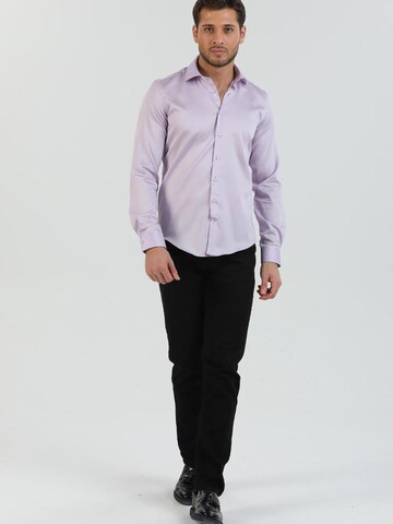 Slim fit Camicia business 'Firenze Satin Man Shirt Black' di 7Camicie in lilla