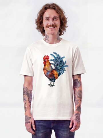 Maglietta 'Grimmiger Gockel' di Watapparel in bianco: frontale