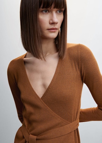 MANGO Knitted dress 'Layers' in Brown
