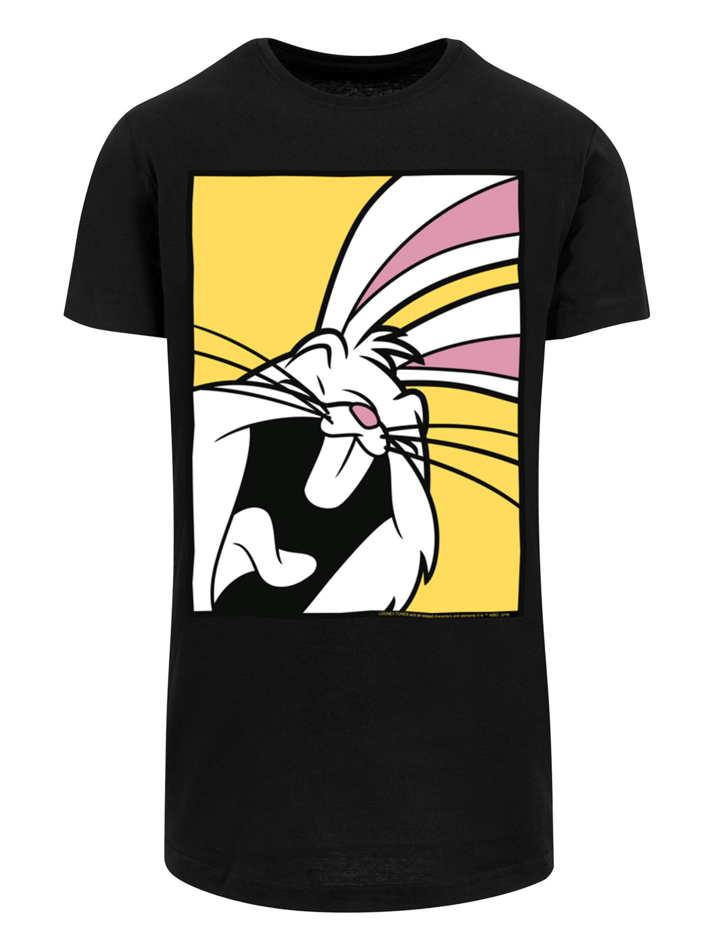 F4NT4STIC Shirt 'Looney Tunes Bugs Bunny Laughing' in Zwart: voorkant