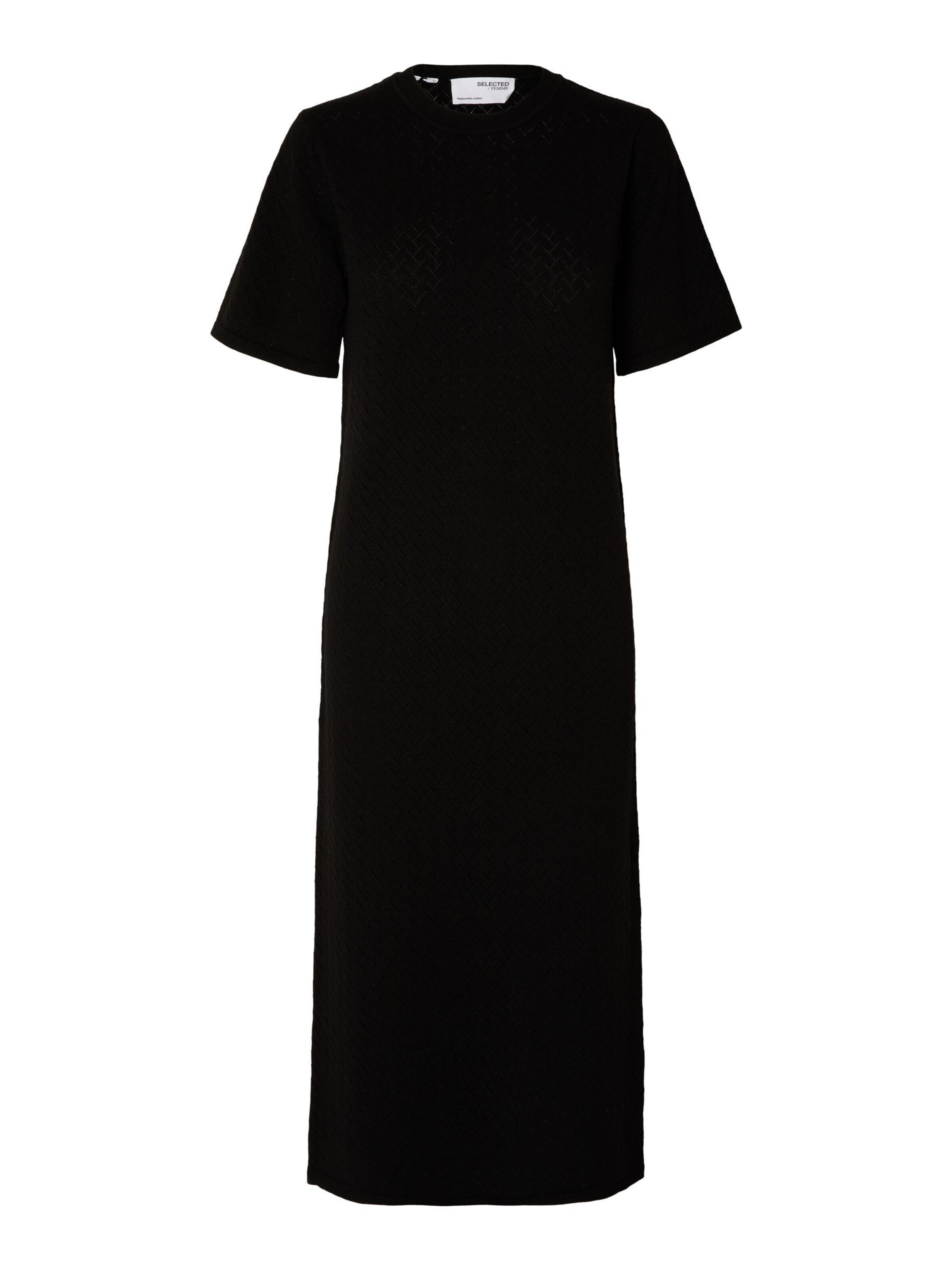 SELECTED - Vestido de punto en negro: frente