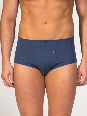 zd ZERO DEFECTS Slip 'Senior Fly Front Brief' in Blue: front