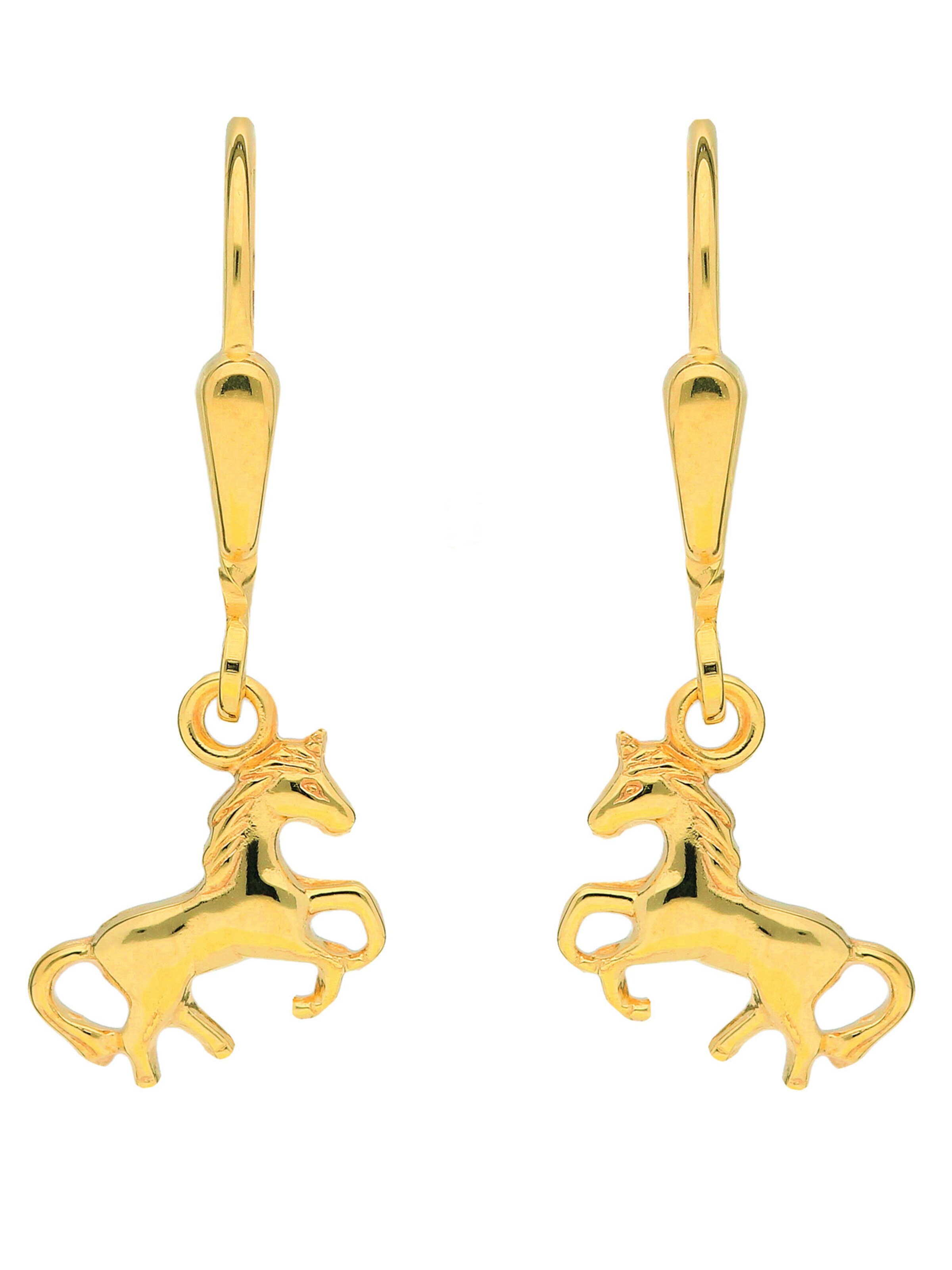Adelia´s Ohrringe 'Pferd' in Gold: Vorderseite