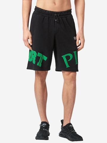 Plein Sport Trousers in Black: front