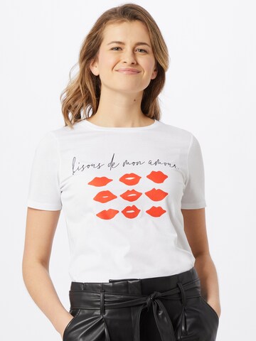 River Island T-Shirt 'Mini Lips Biscous' in Weiß: predná strana