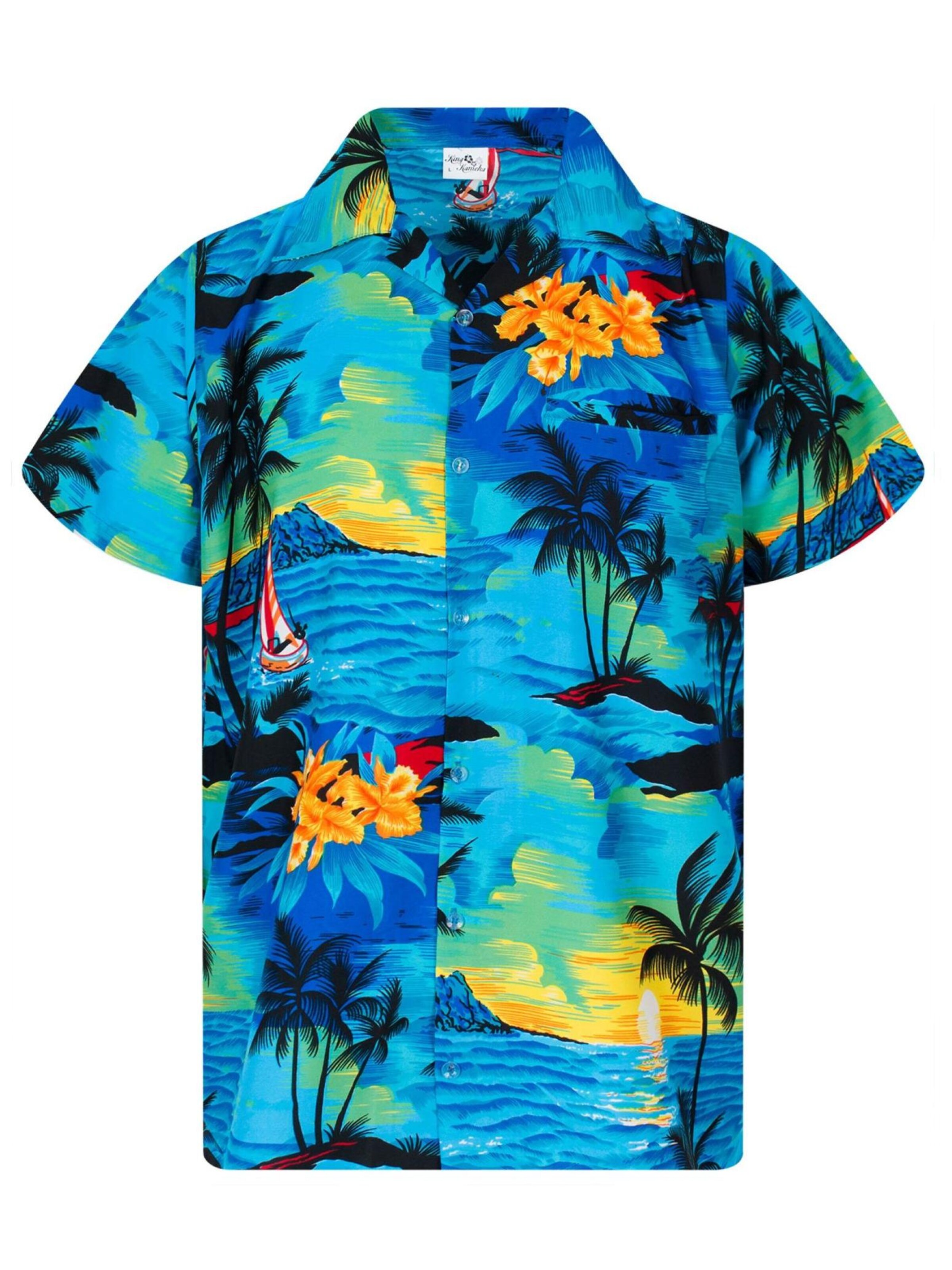 King Kameha Shirt 'Surf' in Blue: front
