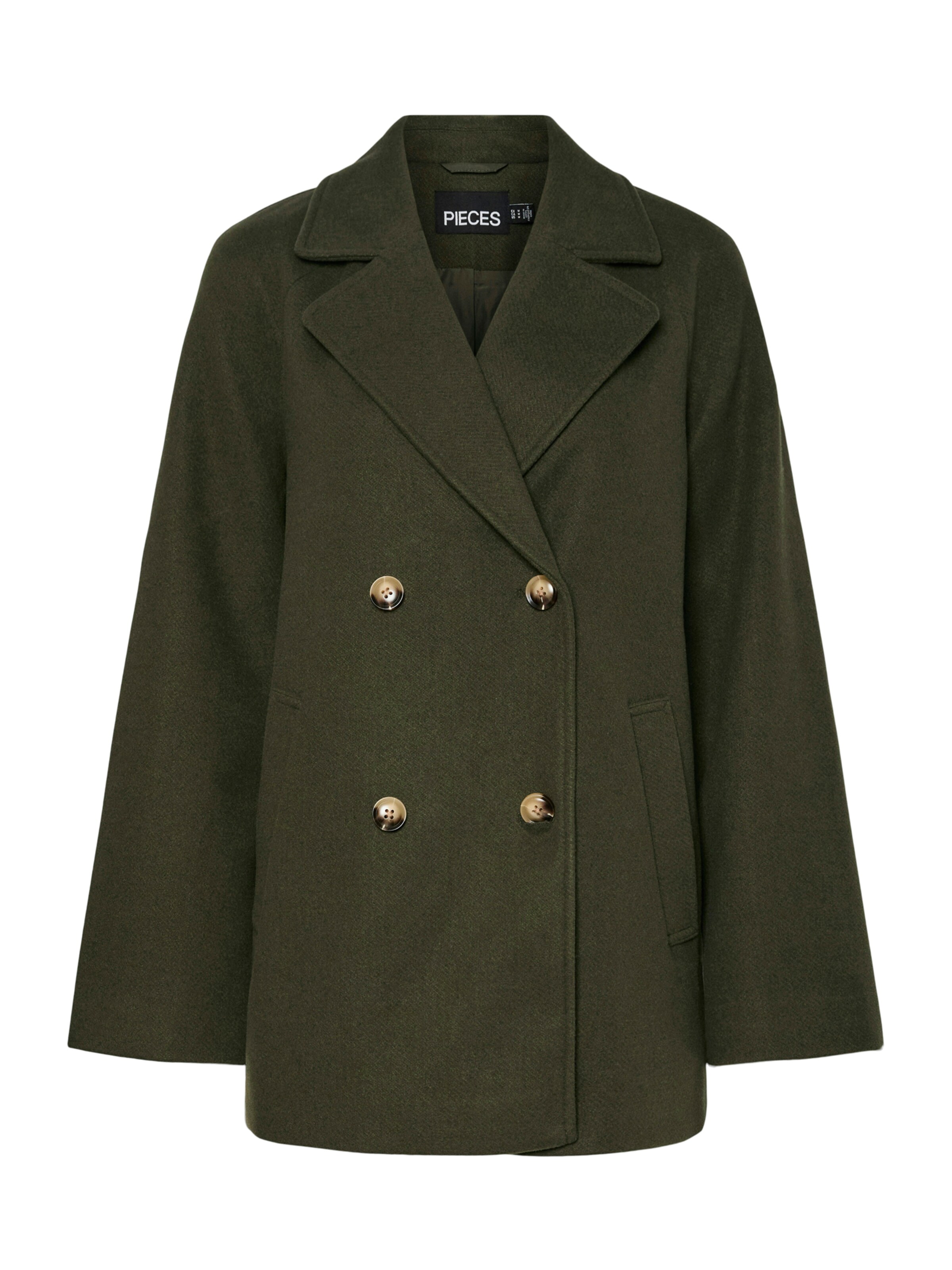 PIECES - Sobretudo meia-estação 'PCMARBEL' em verde: frente