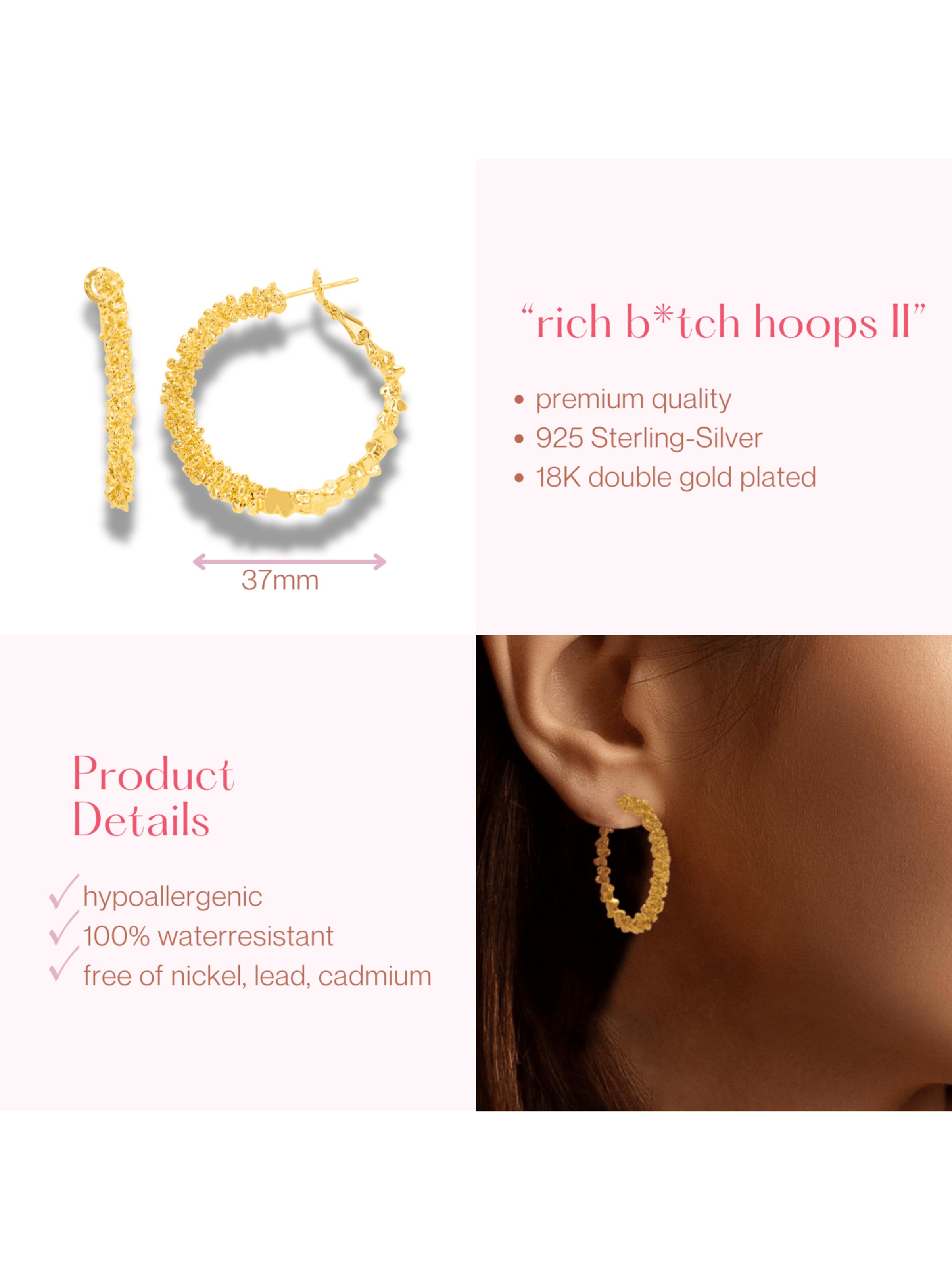 ARS-ARGENTI Earrings 'RICH B*TCH HOOPS' in Gold