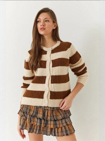 Cardigan Bianco Lucci en beige : devant
