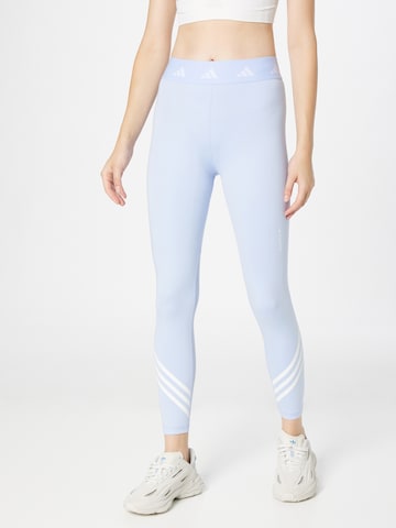 ADIDAS PERFORMANCE Skinny Workout Pants 'Techfit 3-Stripes' in Blue: front
