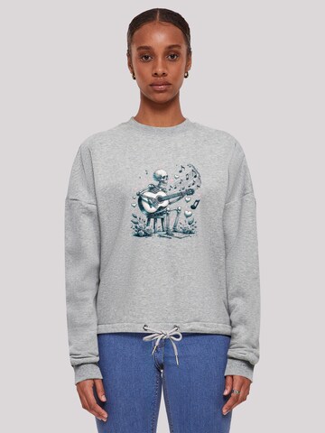 F4NT4STIC Sweatshirt 'Skelett Spielt Gitarre, Musik, Liebe' in Grey: front