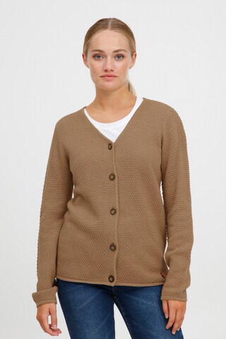 Oxmo Knit Cardigan 'Helga' in Brown: front