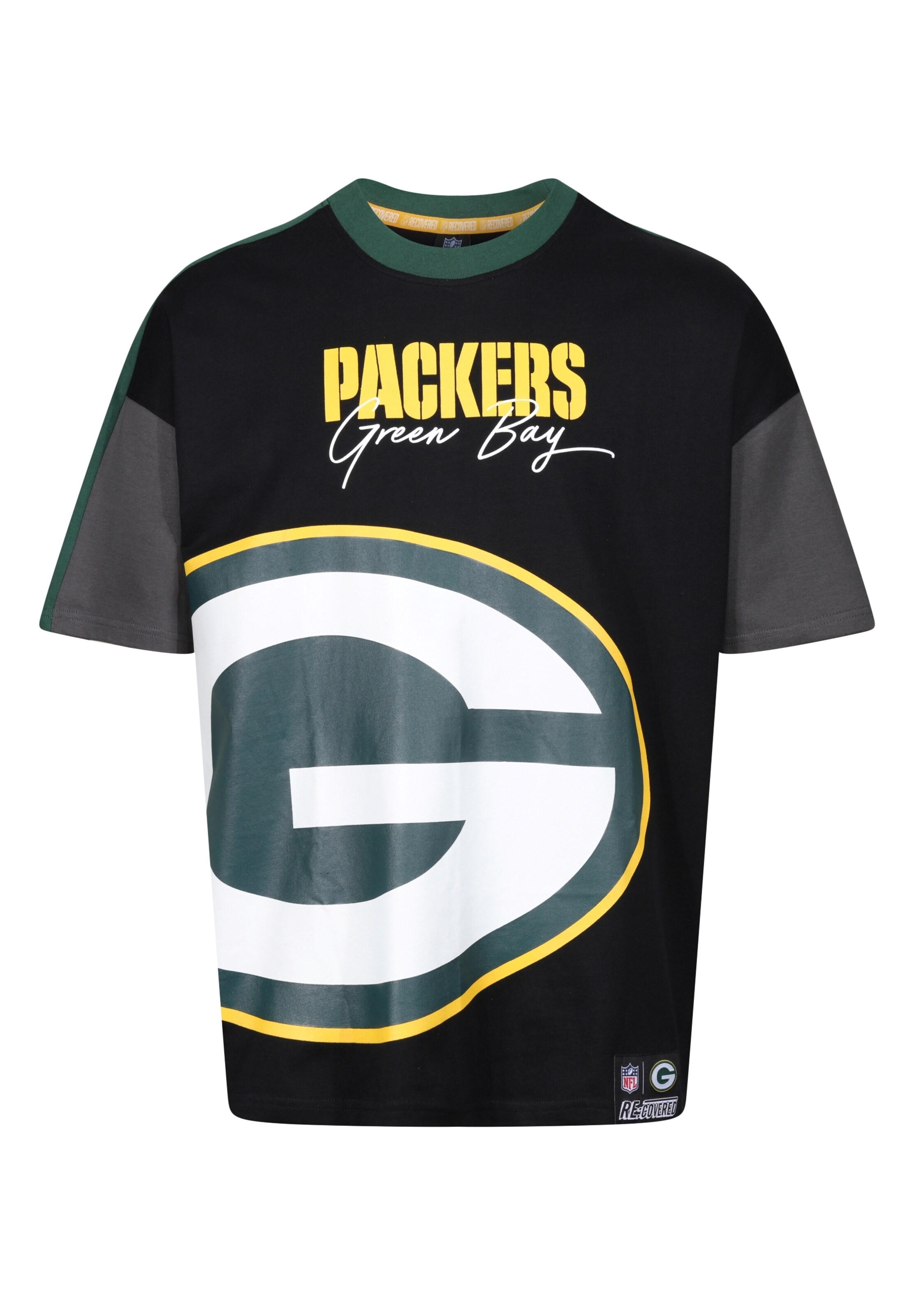 Recovered T-Shirt 'NFL Packers Bay Cut and Sew Oversized' in Schwarz: Vorderseite