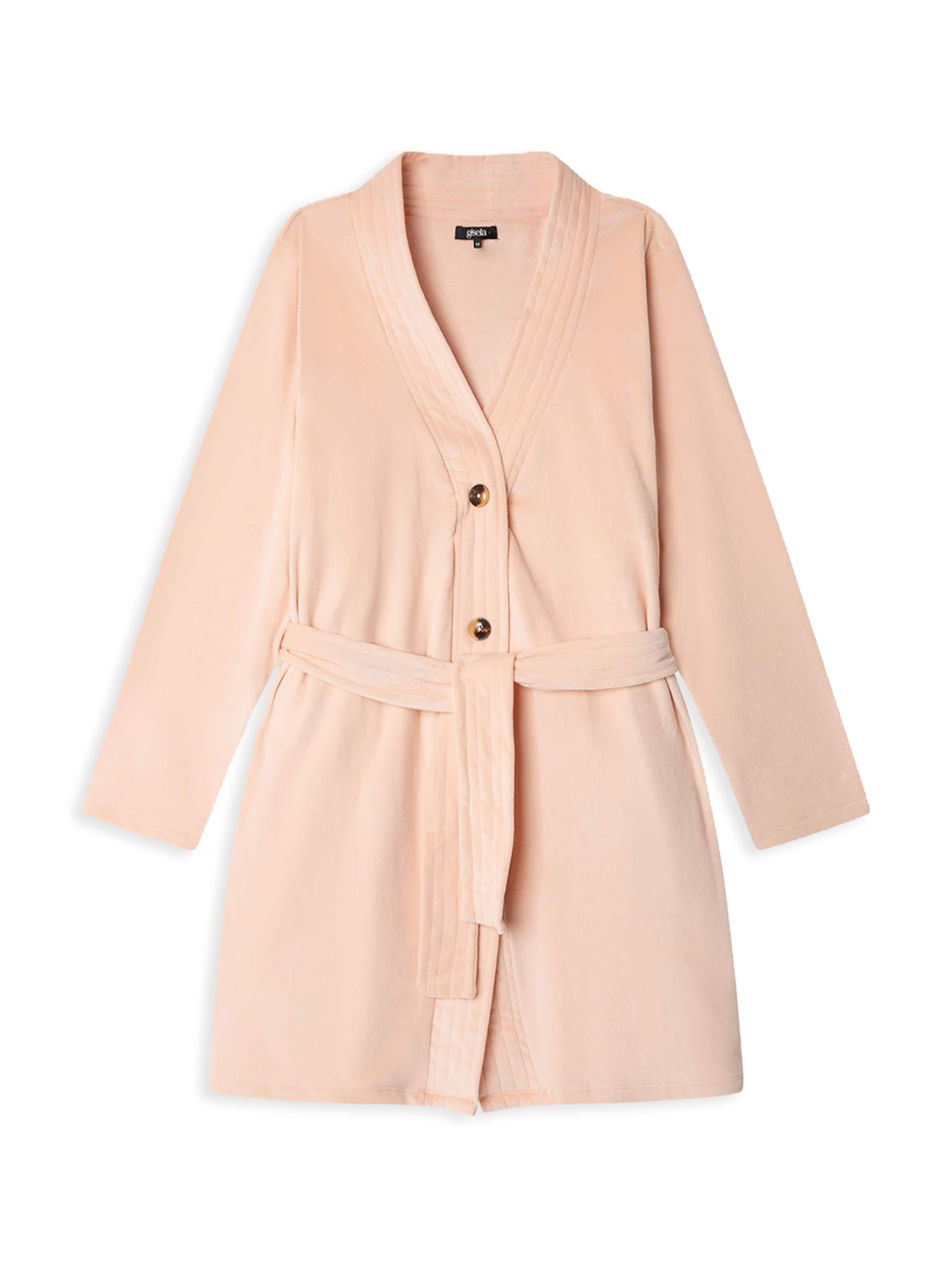 Gisela Къс халат за баня в розово: отпред