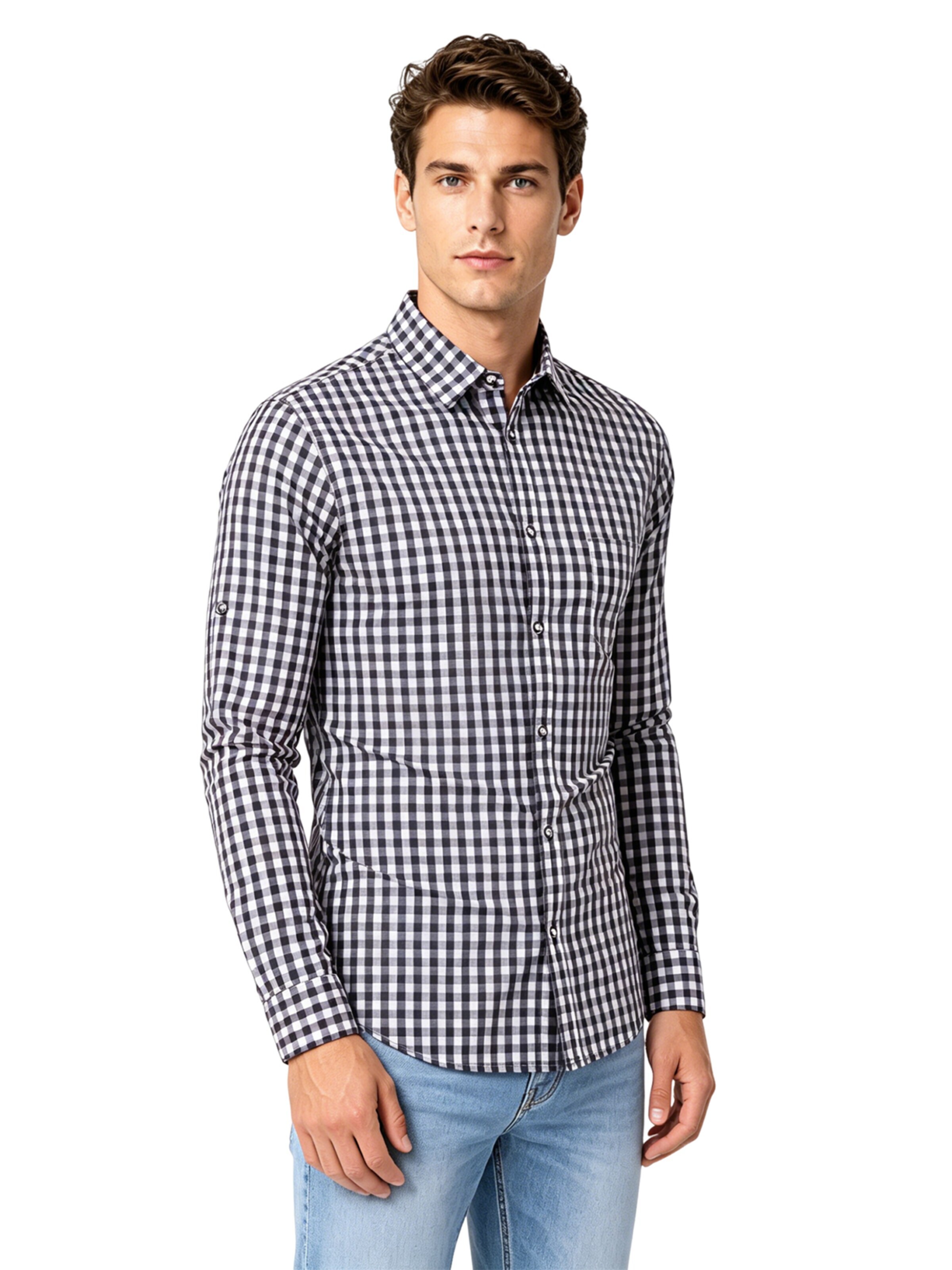KoJooin Regular fit Button Up Shirt in Black
