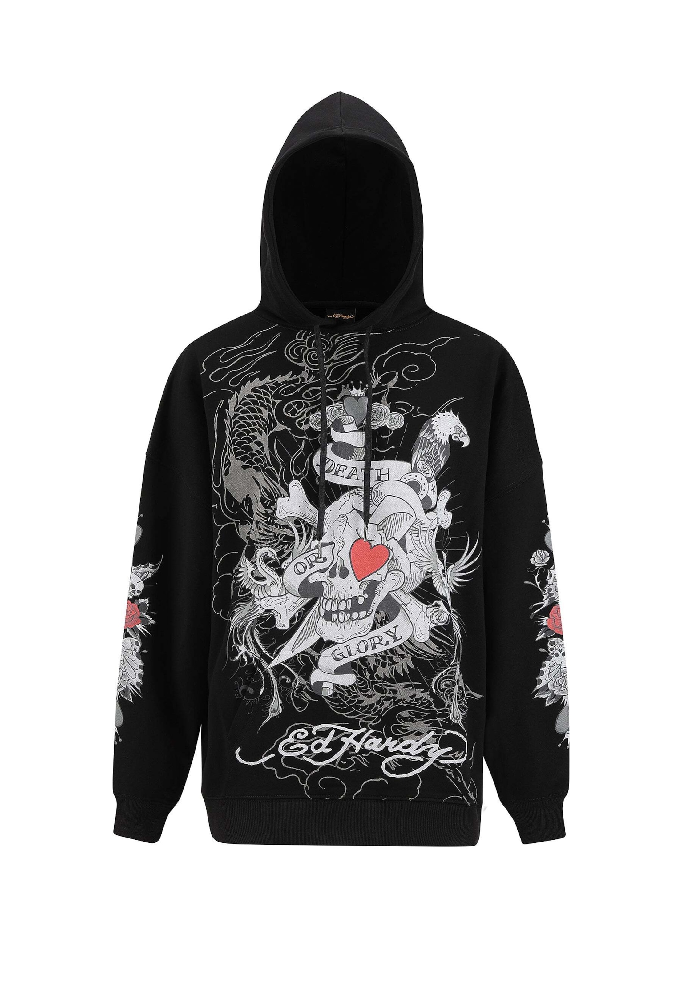 Sweat-shirt 'Death Or Glory Love' Ed Hardy en noir : devant