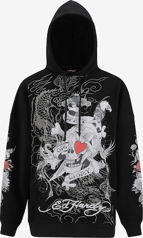 Ed HardySweater majica 'Death Or Glory Love' - crna boja: prednji dio