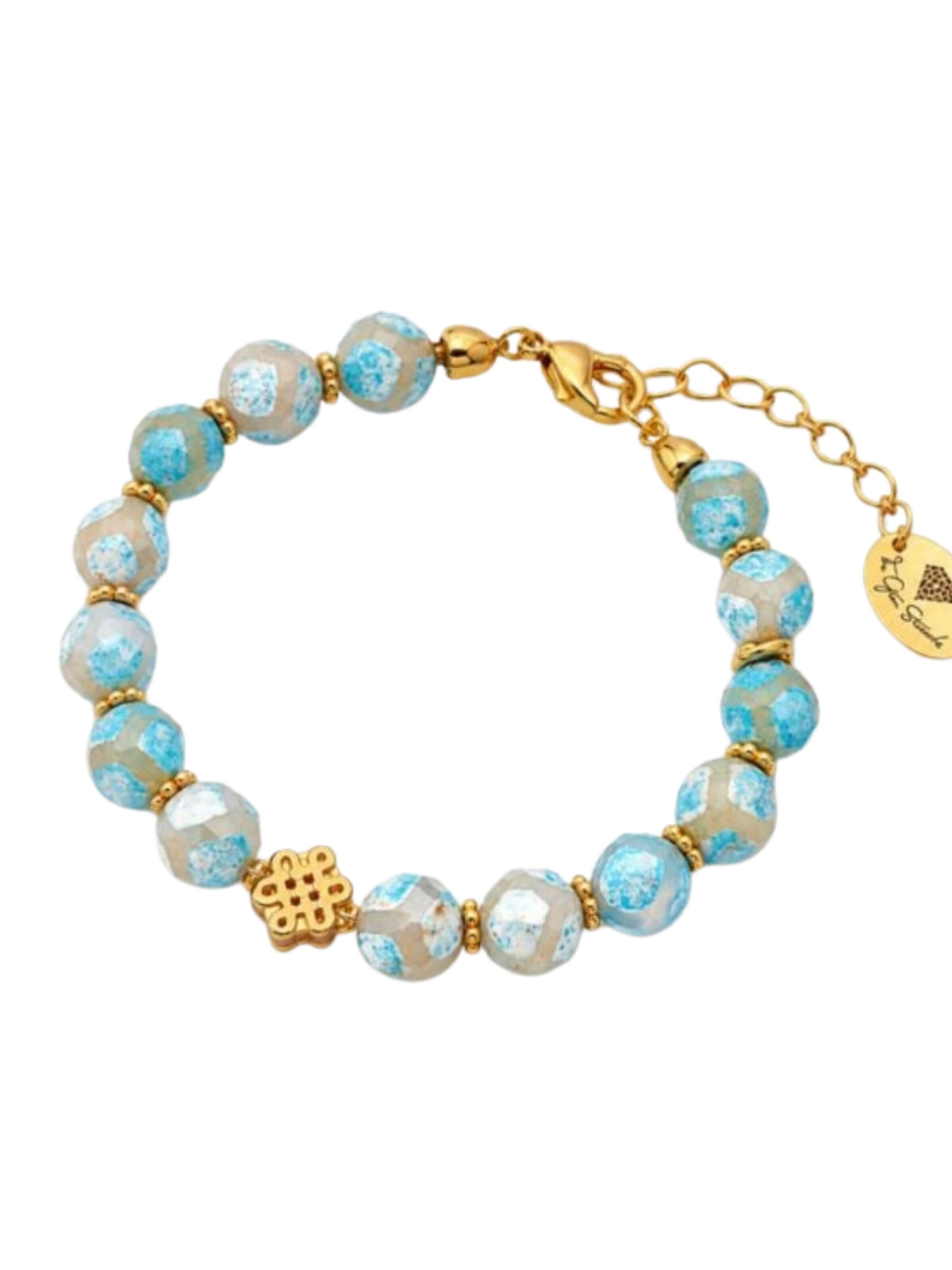 THE GEM STORIES JEWELRY Armband 'Agate Picasso' in Blauw: voorkant