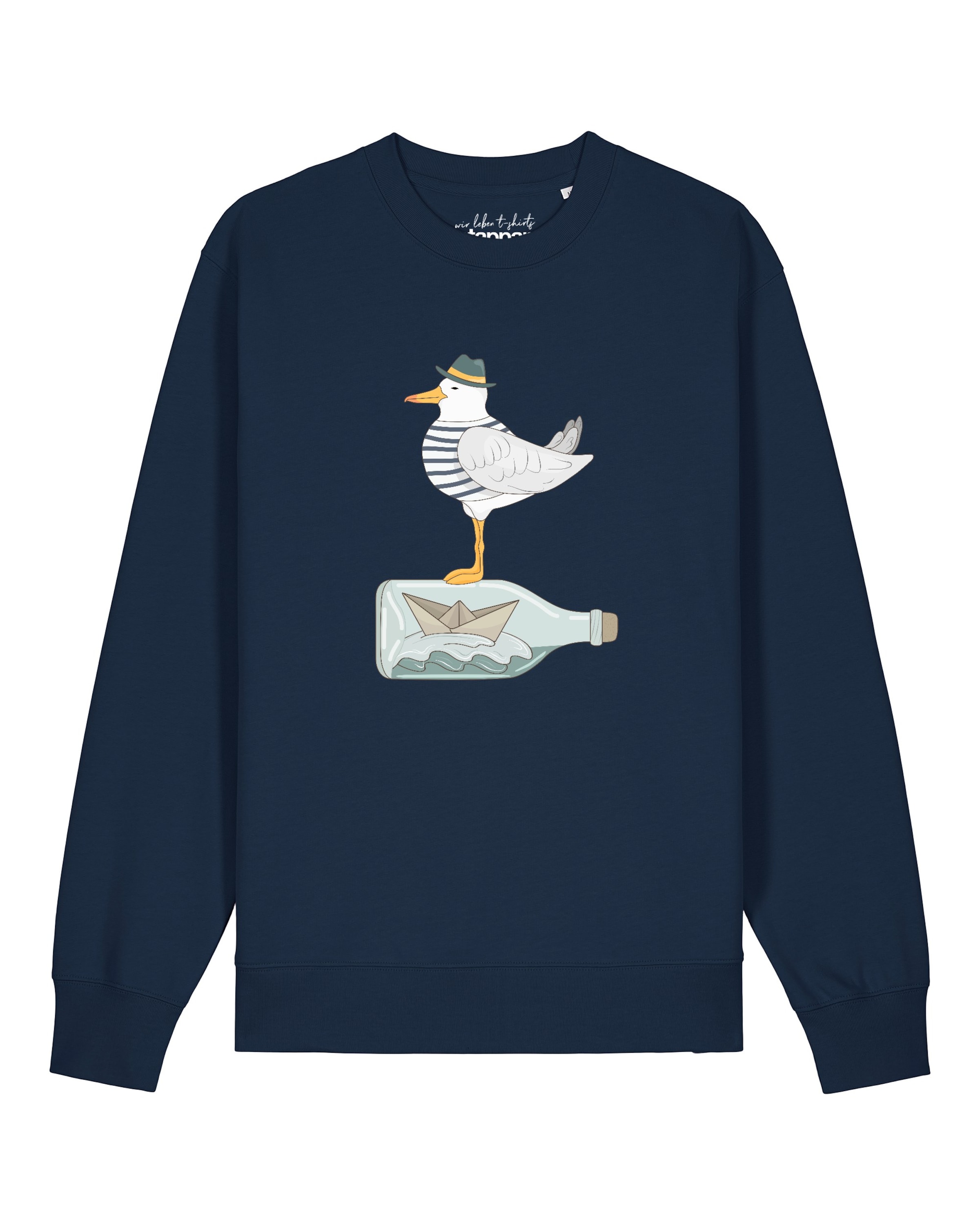 Watapparel Sweatshirt ' Möwe mit Hut ' in Blauw: voorkant