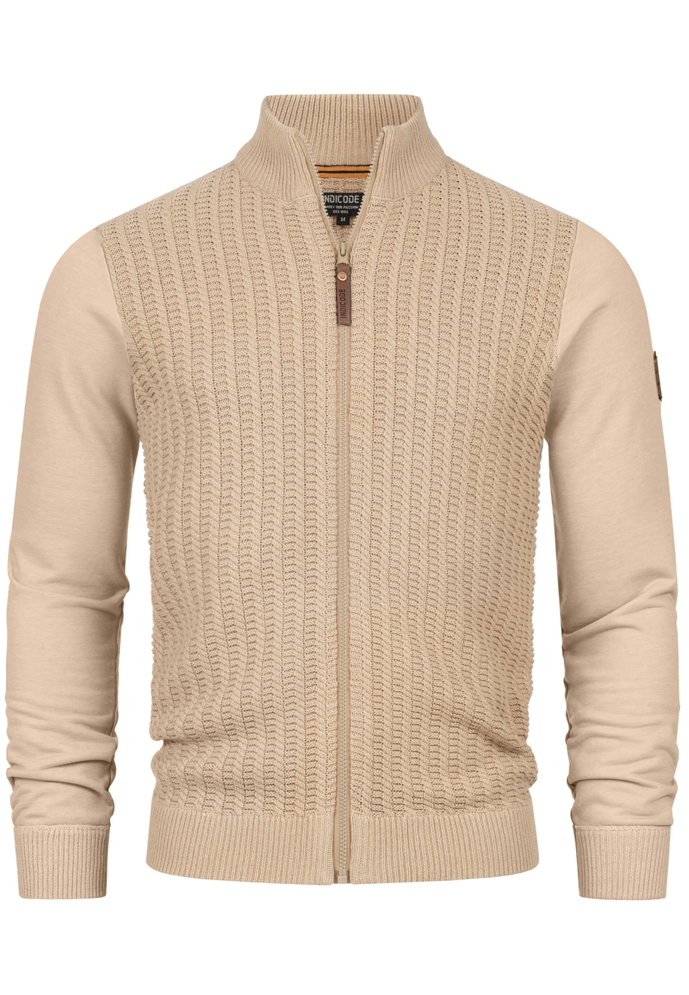 INDICODE JEANS Strickjacke 'Cason' in Beige: Vorderseite